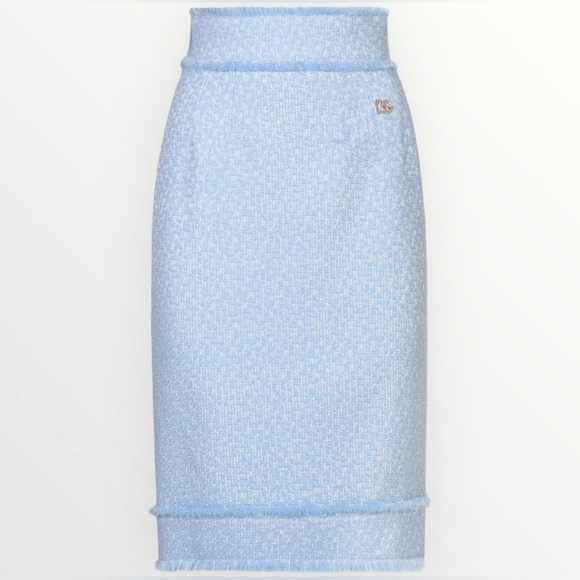 Dolce & Gabbana Frayed Wool-Blend Tweed Midi Skirt- NWT SIZE IT 36 - Picture 2 of 10